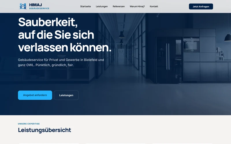 Himaj Gebäudeservice — Startseite auf dem Desktop