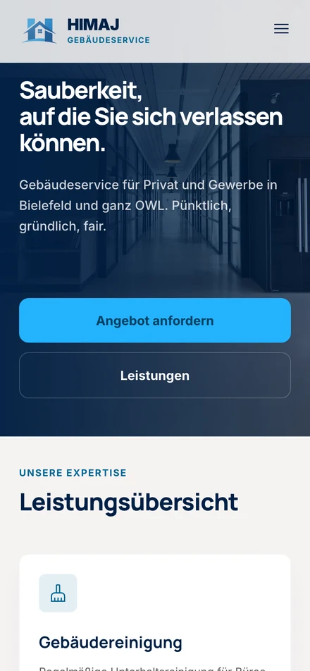 Himaj Gebäudeservice — Ansicht auf dem Smartphone