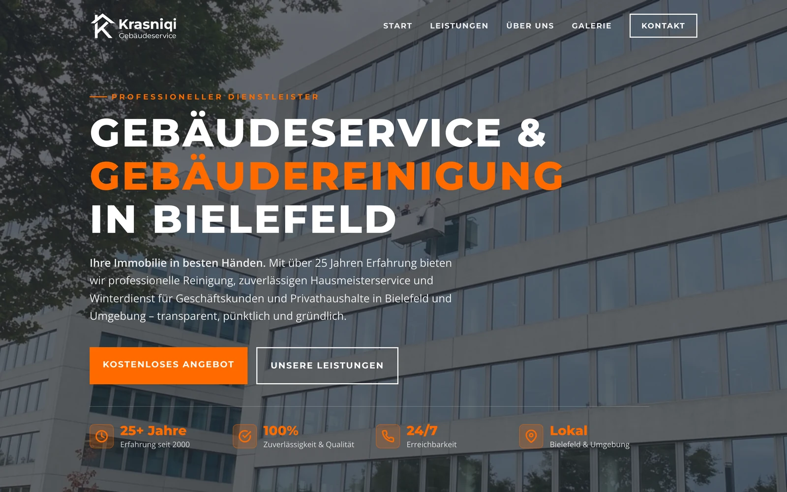 Krasniqi Gebäudeservice — Startseite auf dem Desktop