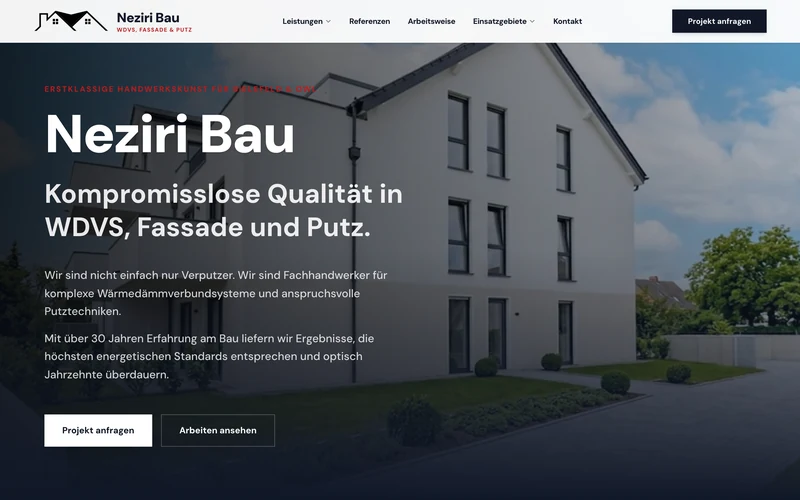 Neziri Bau — Startseite auf dem Desktop